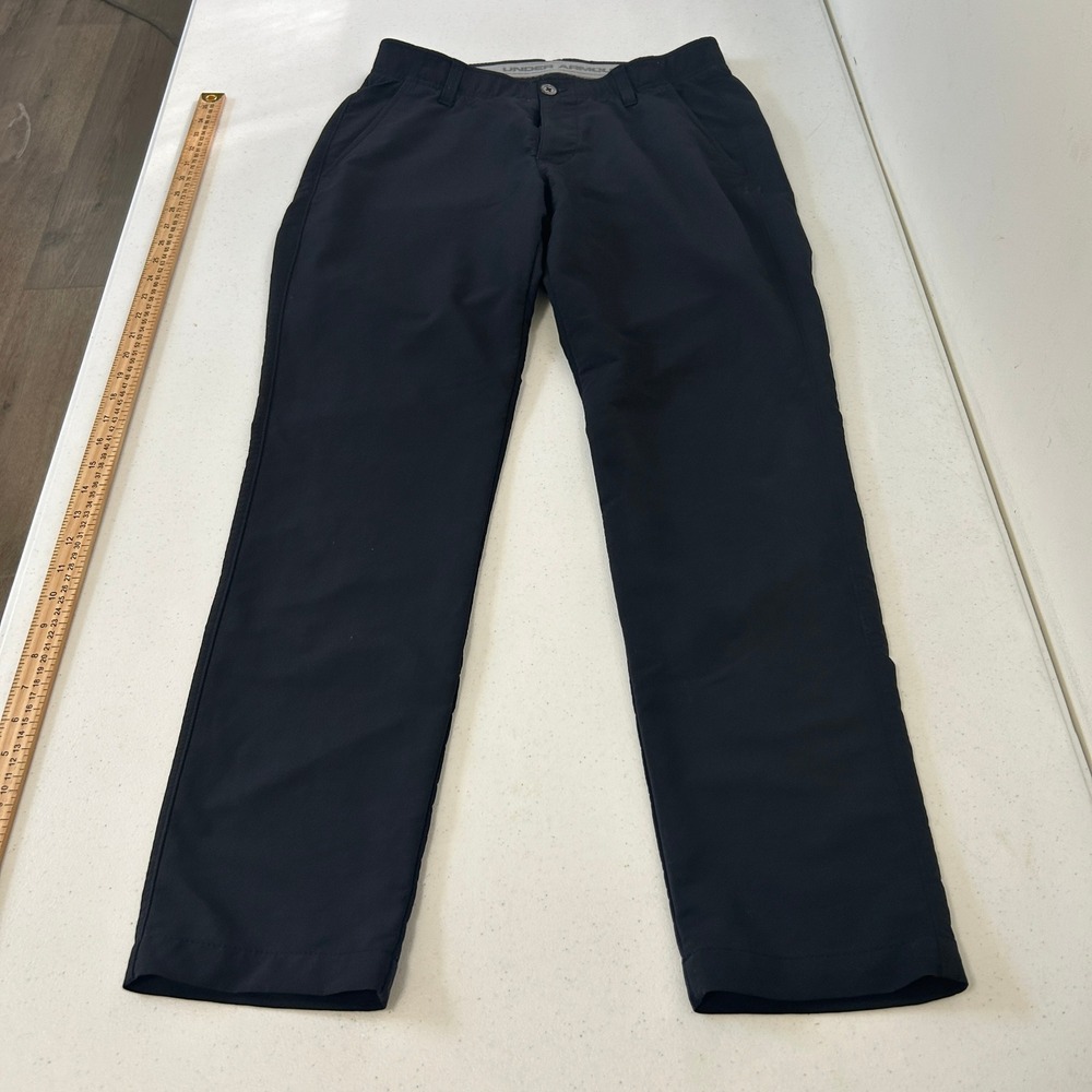Under Armour Mens Black Golf Pants Straight Leg Size 32x30 Activewear Trousers